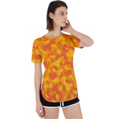 Orange And Yellow Camouflage Pattern Perpetual Short Sleeve T-shirt by SpinnyChairDesigns