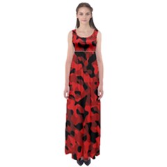 Red And Black Camouflage Pattern Empire Waist Maxi Dress by SpinnyChairDesigns