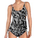 Grey and Black Camouflage Pattern Tankini Set View1