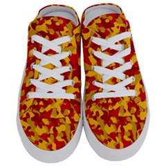 Red And Yellow Camouflage Pattern Half Slippers by SpinnyChairDesigns