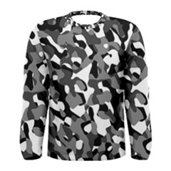 Black And White Camouflage Pattern Men s Long Sleeve Tee by SpinnyChairDesigns