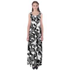 Black And White Camouflage Pattern Empire Waist Maxi Dress by SpinnyChairDesigns