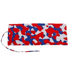 Red White Blue Camouflage Pattern Roll Up Canvas Pencil Holder (s) by SpinnyChairDesigns