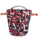 Black Red White Camouflage Pattern Drawstring Bucket Bag View2