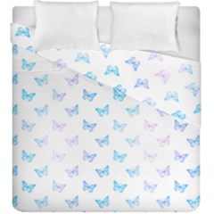 Light Blue Pink Butterflies Pattern Duvet Cover Double Side (king Size) by SpinnyChairDesigns
