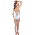 Light Blue Pink Butterflies Pattern Halter Front Plunge Swimsuit View2