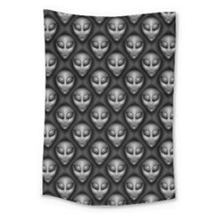 Grey Aliens Extraterrestrials Ufo Faces Large Tapestry by SpinnyChairDesigns