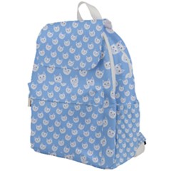 Cute Cat Faces White And Blue  Top Flap Backpack by SpinnyChairDesigns
