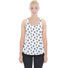 Cat Dog Animal Paw Prints Pattern Black And White Piece Up Tank Top by SpinnyChairDesigns