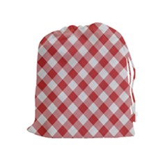 Picnic Gingham Red White Checkered Plaid Pattern Drawstring Pouch (xl) by SpinnyChairDesigns