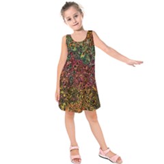 Stylish Fall Colors Camouflage Kids  Sleeveless Dress by SpinnyChairDesigns