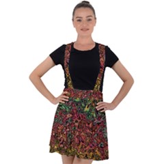 Stylish Fall Colors Camouflage Velvet Suspender Skater Skirt by SpinnyChairDesigns