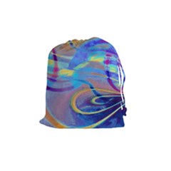 Infinity Painting Blue Drawstring Pouch (medium) by DinkovaArt
