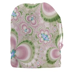 Pastel Pink Abstract Floral Print Pattern Drawstring Pouch (3xl) by SpinnyChairDesigns