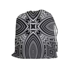 Black And White Intricate Pattern Drawstring Pouch (xl) by SpinnyChairDesigns