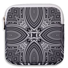 Black And White Intricate Pattern Mini Square Pouch by SpinnyChairDesigns