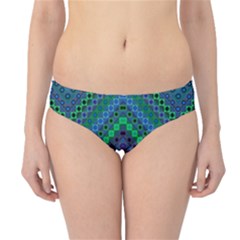 Blue Green Diamond Pattern Hipster Bikini Bottoms by SpinnyChairDesigns