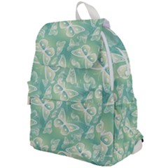 Turquoise Light Green Butterfly Pattern Top Flap Backpack by SpinnyChairDesigns