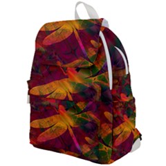 Dragonflies Abstract Colorful Pattern Top Flap Backpack by SpinnyChairDesigns