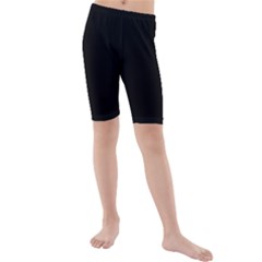 Plain Black Solid Color Kids  Mid Length Swim Shorts by FlagGallery