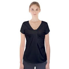 Plain Black Solid Color Short Sleeve Front Detail Top by FlagGallery