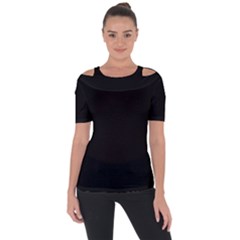 Plain Black Solid Color Shoulder Cut Out Short Sleeve Top by FlagGallery