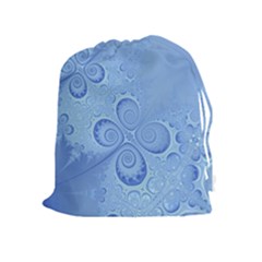 Light Blue Intricate Swirls Pattern Drawstring Pouch (xl) by SpinnyChairDesigns