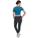 Mosaic Blue Pantone Solid Color Short Sleeve Cropped Jacket View2