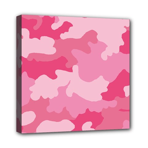 Camo Pink Mini Canvas 8  X 8  (stretched) by MooMoosMumma