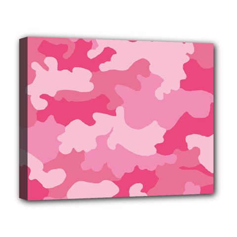 Camo Pink Deluxe Canvas 20  X 16  (stretched) by MooMoosMumma