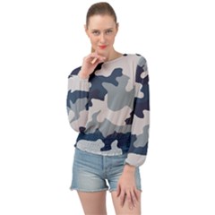 Camo Blue Banded Bottom Chiffon Top by MooMoosMumma
