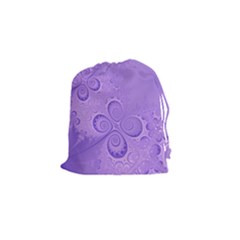 Purple Intricate Swirls Pattern Drawstring Pouch (small) by SpinnyChairDesigns