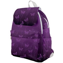 Purple Butterflies Pattern Top Flap Backpack by SpinnyChairDesigns