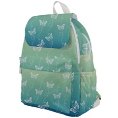 White Butterflies On Blue And Light Green Top Flap Backpack by SpinnyChairDesigns