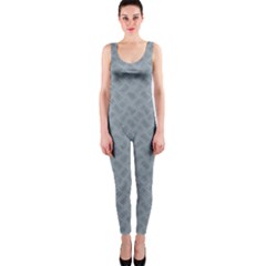 Grey Diamond Plate Metal Texture One Piece Catsuit by SpinnyChairDesigns