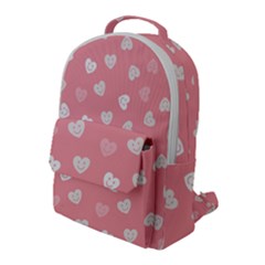 Cute Pink And White Hearts Flap Pocket Backpack (large) by SpinnyChairDesigns