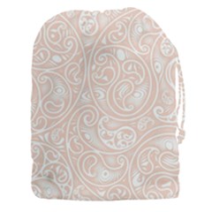 Barely There White Paisley Pattern Drawstring Pouch (3xl) by SpinnyChairDesigns