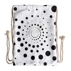Abstract Black And White Polka Dots Drawstring Bag (large) by SpinnyChairDesigns