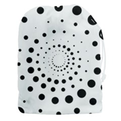Abstract Black And White Polka Dots Drawstring Pouch (3xl) by SpinnyChairDesigns