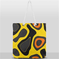 Yellow Black Orange Abstract Art Pattern Full Print Rope Handle Tote (large) by SpinnyChairDesigns