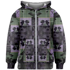 Chive Purple Black Abstract Art Pattern Kids  Zipper Hoodie Without Drawstring by SpinnyChairDesigns