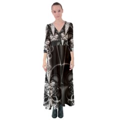 Abstract Black And White Art Button Up Maxi Dress by SpinnyChairDesigns