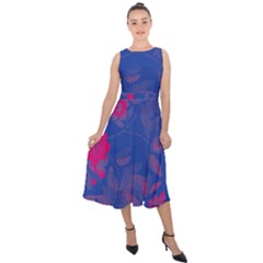 Bi Floral-pattern-background-1308 Midi Tie-back Chiffon Dress by VernenInk