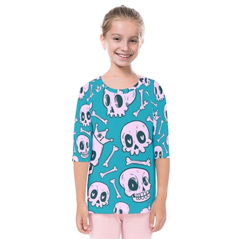 Skull Kids  Quarter Sleeve Raglan Tee by Sobalvarro