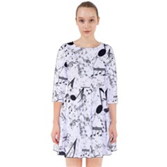 Black And White Music Notes Smock Dress by SpinnyChairDesigns