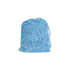 Light Blue Abstract Mosaic Art Color Drawstring Pouch (small) by SpinnyChairDesigns