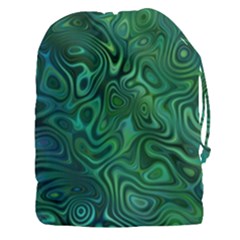 Emerald Green Blue Marbled Color Drawstring Pouch (3xl) by SpinnyChairDesigns