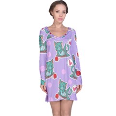 Playing Cats Long Sleeve Nightdress by Sobalvarro
