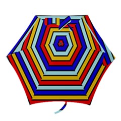 Red And Blue Contrast Yellow Stripes Mini Folding Umbrellas by tmsartbazaar