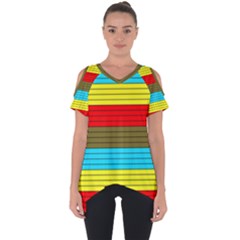 Multicolor With Black Lines Cut Out Side Drop Tee by tmsartbazaar